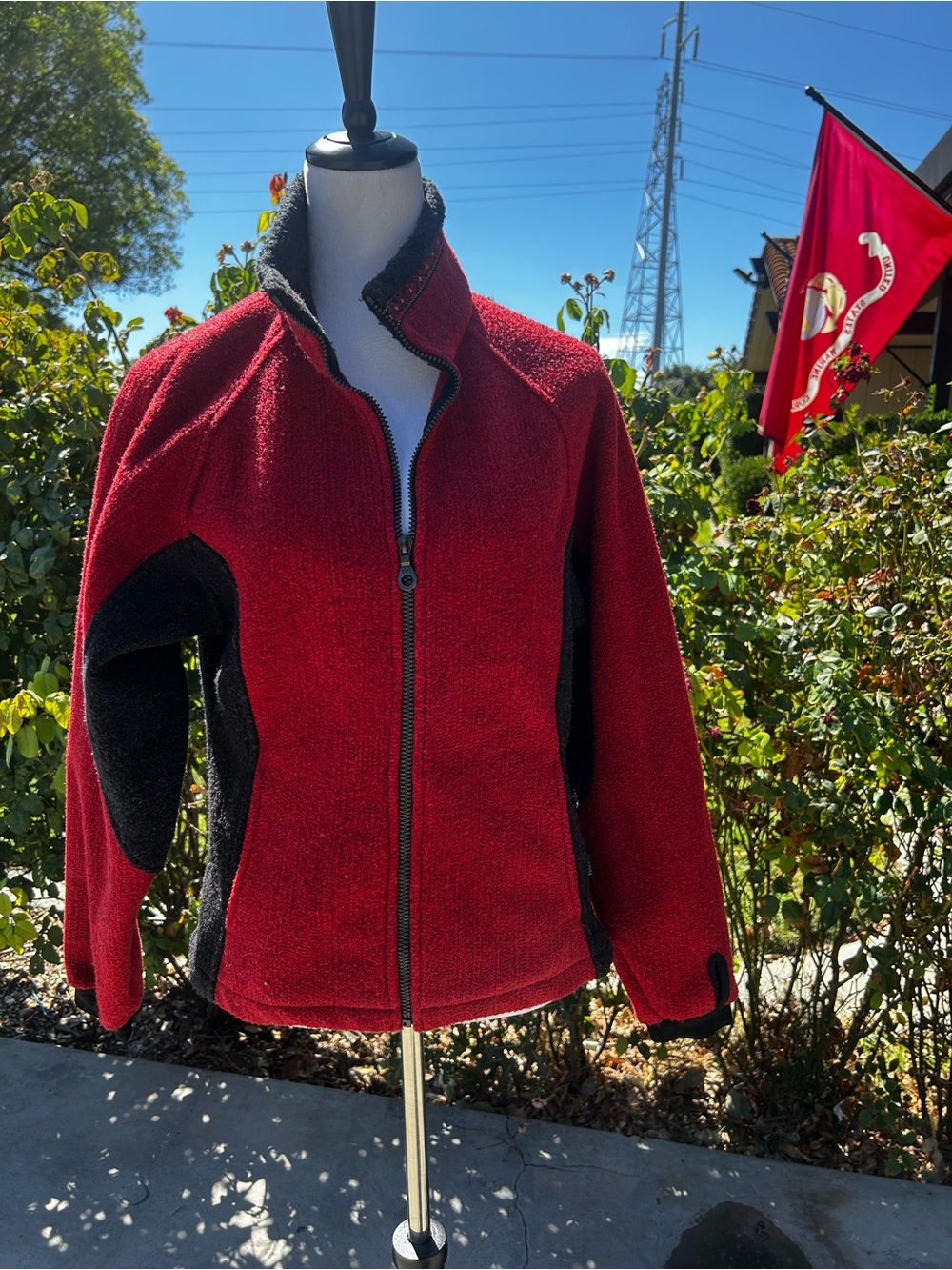 VTG Kuhl Alf Fleece Jacket Red Black Full Zip womens S granola gorpcore outdoors